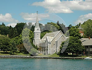 Finger Lakes Region: Lake Front Church and Steepl