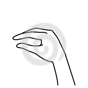Finger measurement, simple woman hand, jpeg monochrome line illustration