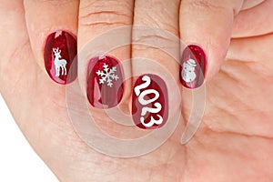 Finger nail with christmas pattern