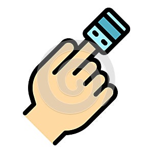 Finger oximeter icon vector flat