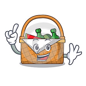 Finger picnic basket mascot cartoon
