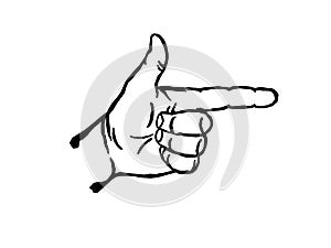 Finger point gun symbol hand vector illustration