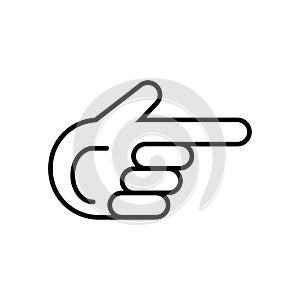 Finger pointing aside vector icon. Direction.