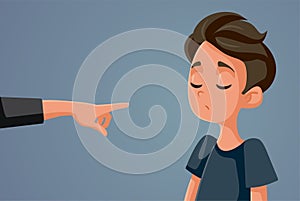 Finger Pointing at Young Teen Boy Vector Illustration