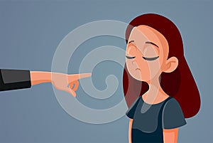 Finger Pointing at Young Teen Girl Vector Illustration