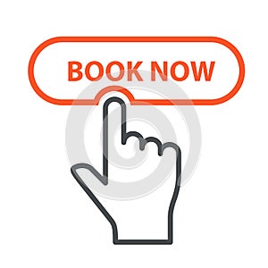 Finger press Book Now button - booking and reservation icon