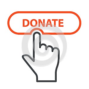 Finger press Donate button - charity and crowdfunding icon photo