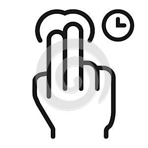 2 finger Press and hold line icon, touch gesture