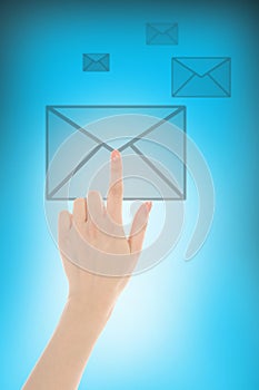 Finger presses the button