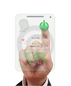 Finger pressing the access card