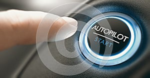 Car Autopilot Switch Button. Self Driving Automobile photo