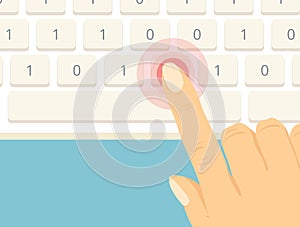 Finger pressing binary number key