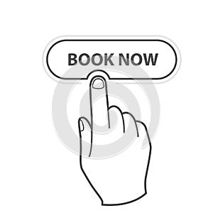 Finger pressing button Book Now -  reservation icon