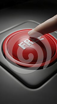 Finger Pressing Red Button on Control Panel