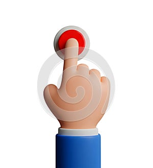 Finger Pressing a Red Button Minimalist 3D Rendering in a Soft And Smooth Renderer