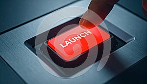 Finger Pressing a Red Launch Button