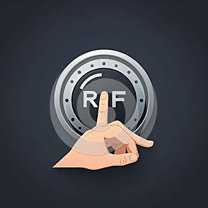 Finger Pressing Round Button for Selection or Activation