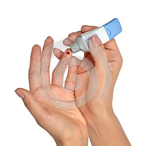 Finger for glucose sugar measure level blood test