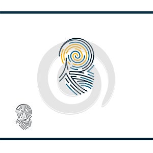 Finger Print as The Starry Night by Vincent van Gogh Logo vector template. Fine art and modern technologies