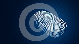 Finger print on blue background. Security and identify. Biometric technology.