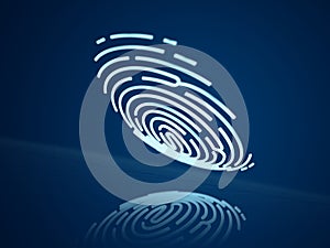 Finger print on blue background. Security and identify. Biometric technology.