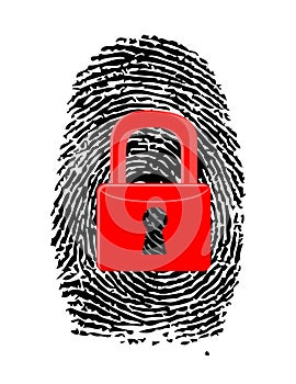 Finger Print with closed, red u-lock