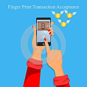 Finger print money trasnaction acceptance photo