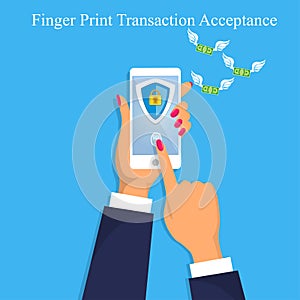 Finger print money trasnaction acceptance photo