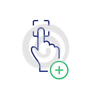 Finger Print Scan Line Icon. Human hand scanning finger. Authorization, Identification, Recognition in security system