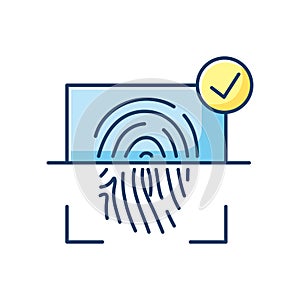 Finger print scanner blue RGB color icon