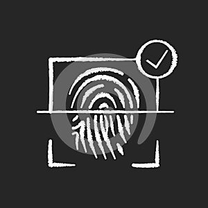 Finger print scanner chalk white icon on black background