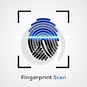 Finger-print Scanning Identification System. Biometric Authorization and Business Security Concept. Vector illustration