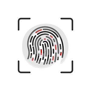 Finger print scanning process vector icon. Abstract Fingerprint isolated logo on white background