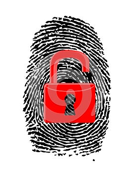 Finger Print with unlocked, red u-lock