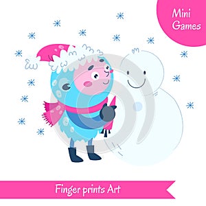 Finger prints art. Educational game for preschool children