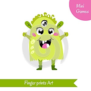 Finger prints art. Educational game for preschool children.