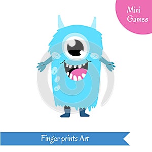 Finger prints art. Educational game for preschool children.