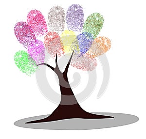 Finger prints diversity tree in vector illustration