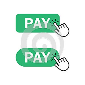 Finger push on pay button icon