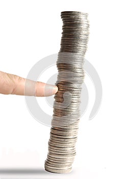 Finger pushing coins