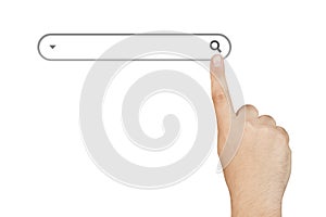 Finger Pushing Empty Search Address Bar Button