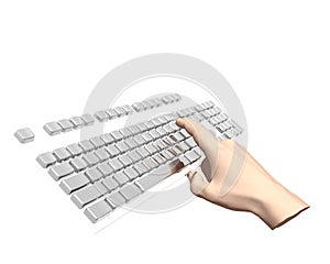 Finger pushing key on keyboard