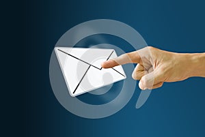 Finger pushing the mail icon