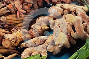 finger root and ginger in the market.