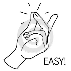 Finger Snapping Outlin, Hand Gesture. Easy Concept expression illustration. photo