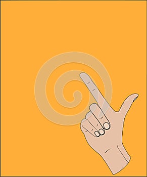 Finger spelling the alphabet letter L in American hand sign language