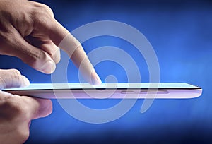 Finger touch on digital tablet screen