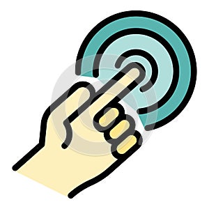 Finger touch point icon color outline vector