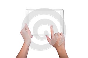 Finger touches the tablet