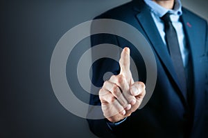 Finger touches virtual screen press